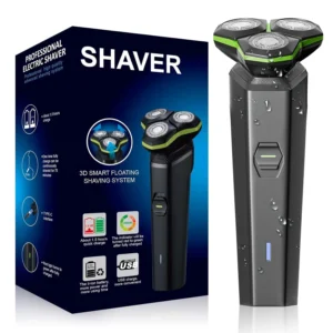 This electric razor for men features a 3D floating head and magnetic detachable head for easy cleaning, ideal for travel, office, and business trips.