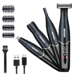 This 4 in 1 electric razor for women provides painless hair removal for the face, body, bikini line, and more, and can be used wet or dry.