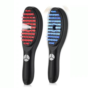 This electric scalp massager features infrared and blue light therapy, vibration massage, and essential oil spray for hair growth and anti-hair loss.