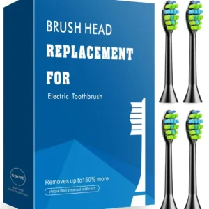 These black replacement electric toothbrush heads with 3D bristles are compatible with Miklife electric toothbrushes, providing a thorough and gentle cleaning experience.