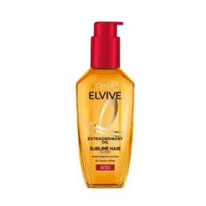 L'Oréal Paris Elvive Extraordinary Oil for colored hair, infused with flower oils for weightless nourishment and shine, shown in a 100ml bottle.