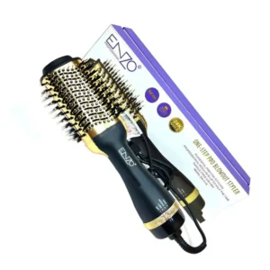 The ENZO one-step hair dryer and volumizer brush dries, styles, and volumizes hair with ceramic and ionic technology for less frizz and shinier results.