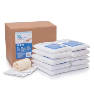 A 10kg bag of Intelligent Health Epsom Salts, a pure magnesium sulphate muscle soak for post-workout recovery and relaxation in therapeutic baths.