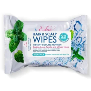 ESHA hair and scalp wipes provide instant cooling and refreshment for braids, locs, twists, and all hair types, leaving your hair feeling clean and revitalized on the go.