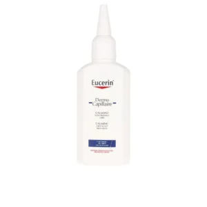 Eucerin Scalp Treatment Balm 100ml soothes and reduces scalp irritation with urea, lactic acid, and polidocanol, reducing hydration loss.