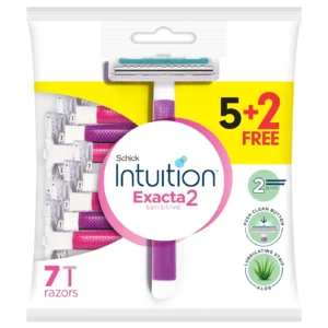 Schick Exacta2 sensitive disposable razors offer a smooth shave for women with aloe and Vitamin E for sensitive skin.