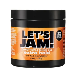 SoftSheen-Carson Let's Jam! extra hold hair gel provides strong, flake-free hold, shine, and conditioning for braiding, twisting, and smoothing edges on all hair types.