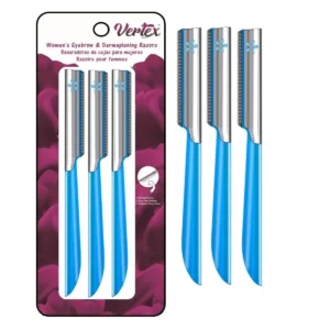 This women's facial razor is a dermaplaning tool with Japanese blades for eyebrow shaping and peach fuzz removal, providing exfoliation and smooth skin.