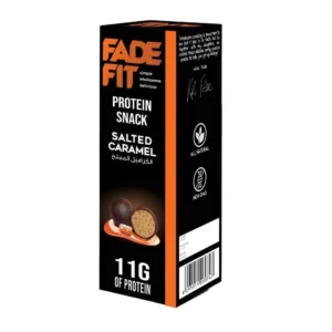 FADE FIT Salted Caramel Protein Balls, a keto-friendly and gluten-free snack containing 11g of protein per serving.