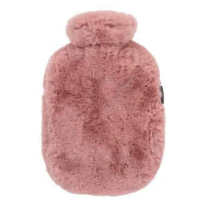 A dusky pink, faux fur covered 2.0L Fashy hot water bottle, manufactured to British Standard 1970:2012, is latex, phthalate free, and features a wide 29mm aperture for easy filling.