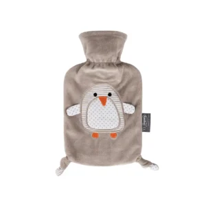 Fashy penguin hot water bottle with a slim neck and extra large aperture, made with a 100% polyester cover, perfect for staying warm.