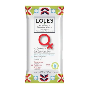 LOLE'S ultra-soft, pH balanced feminine wipes gently cleanse and moisturize sensitive skin, are flushable, and ideal for daily use, period care, and travel.