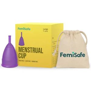 FemiSafe menstrual cup made of medical-grade silicone provides up to 12 hours of leak-proof, rash-free protection and features an easy-to-grip stem for effortless insertion and removal.