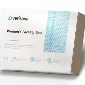 Home fertility test kit to check E2, LH, TSH, FSH, and Prolactin hormone levels for women, with prepaid shipping for CLIA certified lab analysis.