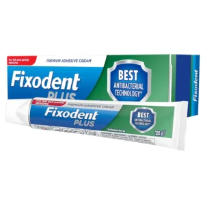 Fixodent Plus denture adhesive provides a strong hold and food seal, preventing food particles from getting under dentures.