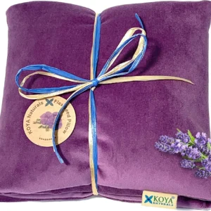Purple flax seed and lavender microwavable heating pad provides soothing moist heat for neck pain, muscle aches, joint stiffness, menstrual cramps and overall comfort.