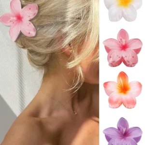 These colorful flower hair clips provide a strong, no-slip hold for thick or thin hair, perfect for adding a touch of Hawaiian style to any outfit.