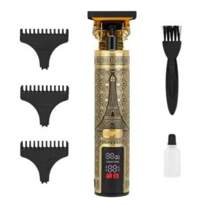 Geepas GTR56038 professional hair clipper with LCD display for home and saloon styling.