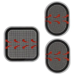 Three generic black replacement gel pads designed to be compatible with Slendertone Abs Belts, providing good elasticity and strong adhesion for effective electrical pulse conduction to targeted muscles.