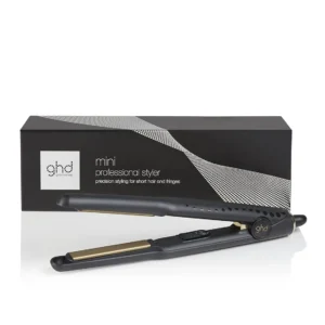 The ghd Mini Hair Straighteners feature ceramic heaters for smooth styling and a professional finish, with universal voltage and automatic sleep mode.