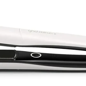 The ghd Platinum+ styler is a professional white flat iron that uses predictive technology to deliver consistent heat for healthier, shinier hair with color protection.
