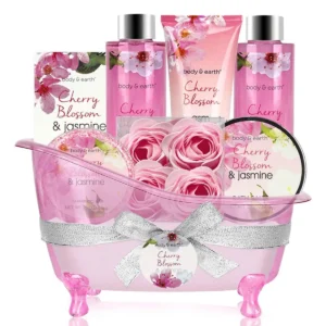 This luxurious spa gift set for women includes bubble bath, shower gel, shampoo bar, body lotion, bath salt, and a decorative bathtub, perfect for a relaxing at-home spa experience and makes a thoughtful birthday gift.