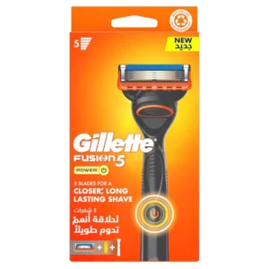 The Gillette Fusion Power razor features a MicroComb to guide hair, a back edging blade, and provides up to one month of shaves per blade refill.