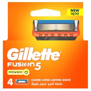 Four Gillette Fusion Power razor blade refills with MicroComb technology to guide hair, plus a back edging blade for trimming tough spots.