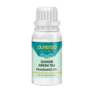PURENSO ginger green tea fragrance oil, 100g bottle, for soaps, candles, diffusers, lotions and shampoo DIY projects.