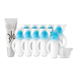 GLO Science teeth whitening gel kit with flexible applicator for fast, pain-free, alcohol-free teeth whitening treatment.