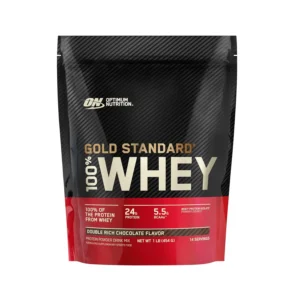Optimum Nutrition Gold Standard 100% Whey Protein Powder in Double Rich Chocolate flavor supports lean muscle with 24g of protein per serving.