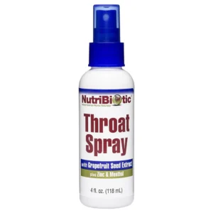 NutriBiotic Grapefruit Seed Extract Plus Zinc and menthol throat spray to freshen breath and strengthen the immune system.