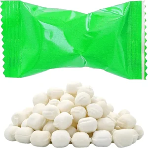 Bag of 110 individually wrapped green buttermint candies, perfect for after dinner or party favors.