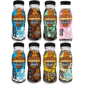 Eight bottles of Grenade Carb Killa high protein shake with mixed flavours in 330ml bottles.