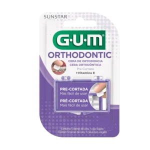 Clear gum ortho wax with Vitamin E and Aloe Vera provides relief from braces irritation and protects gums, cheeks, and lips from sharp wires.