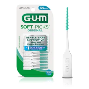 GUM Soft-Picks gently remove plaque and food particles from between teeth, promoting healthier gums.