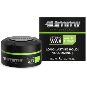 A 150ml jar of Gummy Matte Finish hair styling wax for creating textured hairstyles.