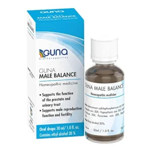 GUNA Male Balance homeopathic drops support prostate and urinary tract health, promoting male reproductive function and fertility.