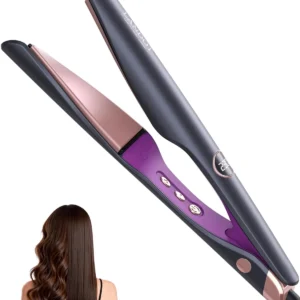 The LANDOT 2-in-1 hair styling tool with twisted floating plates effortlessly creates salon-worthy waves, curls, and straight styles while reducing frizz and tangles, and features dual voltage and adjustable temperature settings for all hair types.
