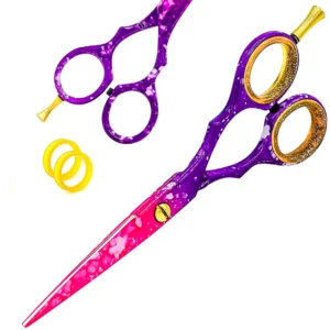 Premium stainless steel hair cutting scissors perfect for professional barbers and home use on men, women, and children for wet or dry hair.