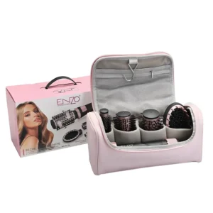 4-in-1 rotating hot air hair dryer brush for styling, straightening, and curling all hair types, designed with adjustable heat and ionic technology for smooth, frizz-free results.