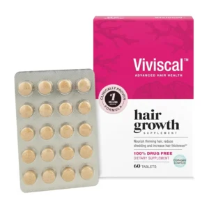 Viviscal hair growth supplement provides essential nutrients, vitamins and minerals like Biotin, Vitamin C, Zinc and Iron to support thicker, fuller hair and reduce shedding for women.