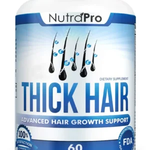 Bottle of hair growth vitamins with DHT blocker to help stimulate fast hair growth for thinning hair.