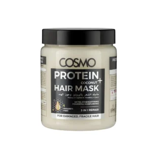 Nourishing hair mask with coconut oil deeply moisturizes, repairs damage, and strengthens fragile hair.