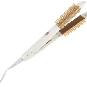 This ceramic heated hair straightener with comb side design features convenient floating comb bristles and rapid heating technology for extra grip.