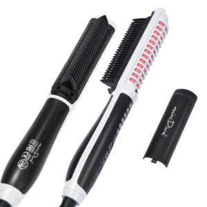White 2-in-1 hair styling tool, combining a straightener and curler with fast heating and anti-scald features, for creating multiple hairstyles safely and efficiently.