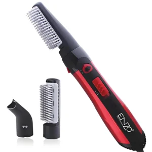 This 3-in-1 hair styler brush combines a straightener, curler and blow dryer, featuring adjustable heat settings, a foldable design, and negative ion technology for smooth, shiny hair.