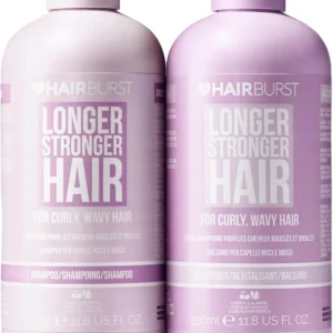 Hairburst curly and wavy hair set defines waves and curls with hydrating, frizz-reducing, sulfate-free formula, approved for the Curly Girl Method.