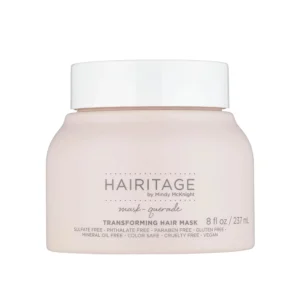 Hairitage argan oil hair mask is a deep conditioner and curl repair treatment made with shea butter and aloe, perfect for hydrating dry and damaged hair.