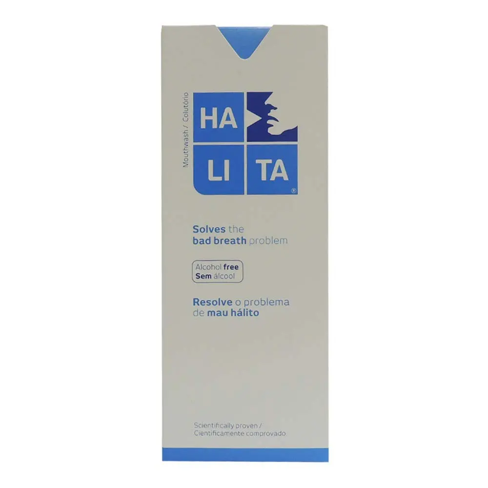 Bottle of Halita Mouthwash, a HALITA trademark mouthwash by Halita, provides fresh breath in a 500 mL size.